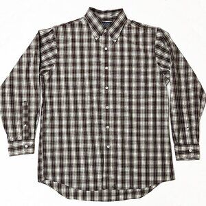 Lands End Shirt Men 16 / 33 Multicolored Plaid Button Down Oxford Dress Cotton